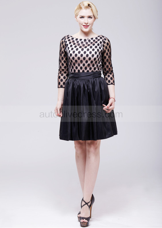 Black Taffeta Polka Dot Lace Mother Of The Bride Dress 